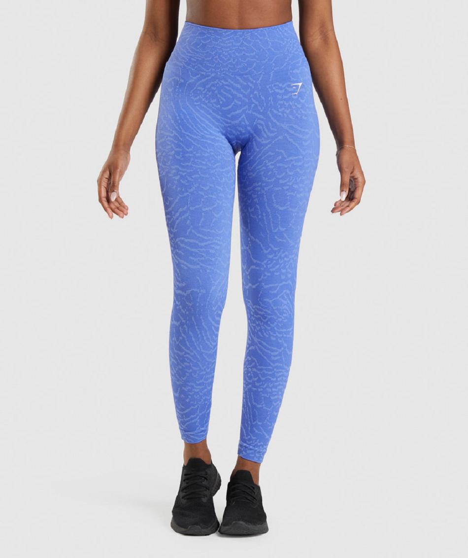 Legginsy Damskie Gymshark Adapt Animal Seamless Niebieskie | PL 2342JPQ